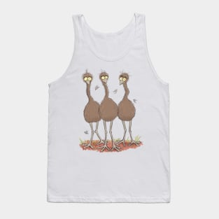 Funny Australian emu trio cartoon illustration Tank Top